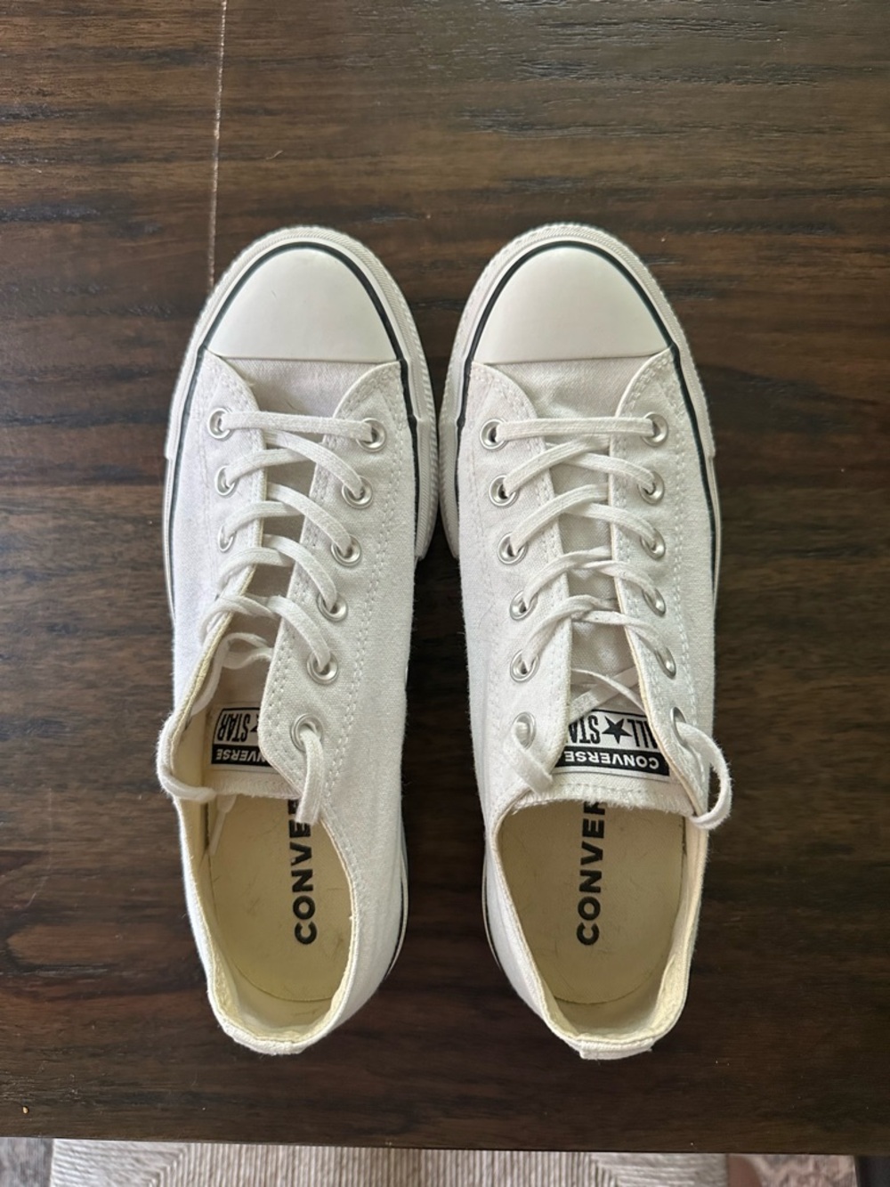 Converse Low Top Canvas Sneakers - Cream/White